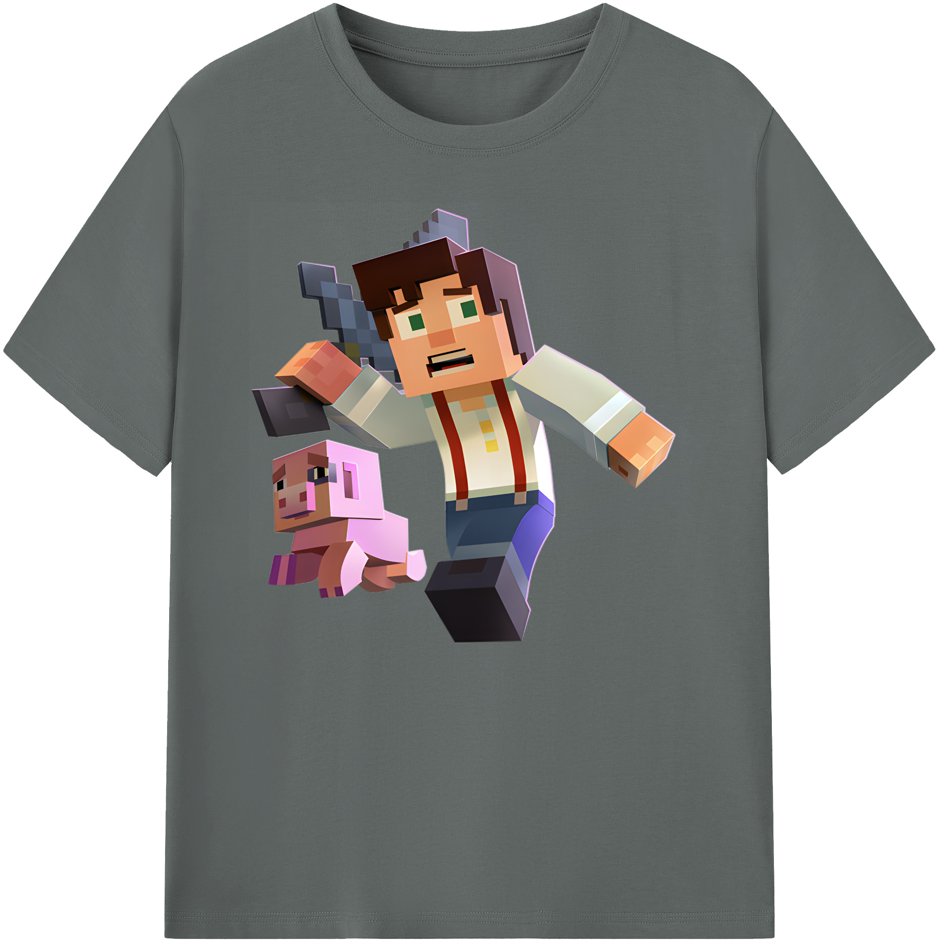 （画像用） マインクラフト ブロックの世界 Minecraft MC Block world 綿100％ メンズ半袖Tシャツ｜肌触りやわらか＆通気性